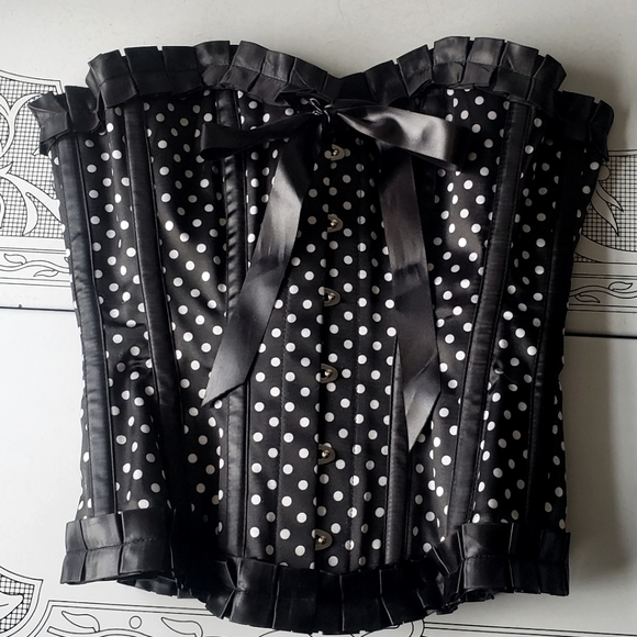 Polka Dot Steel Boned Corset - Picture 1 of 5